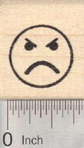 Angry Face Emoji Rubber Stamp .75 inch Size