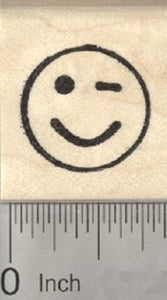 Winking Emoji Rubber Stamp, .75 inch Face