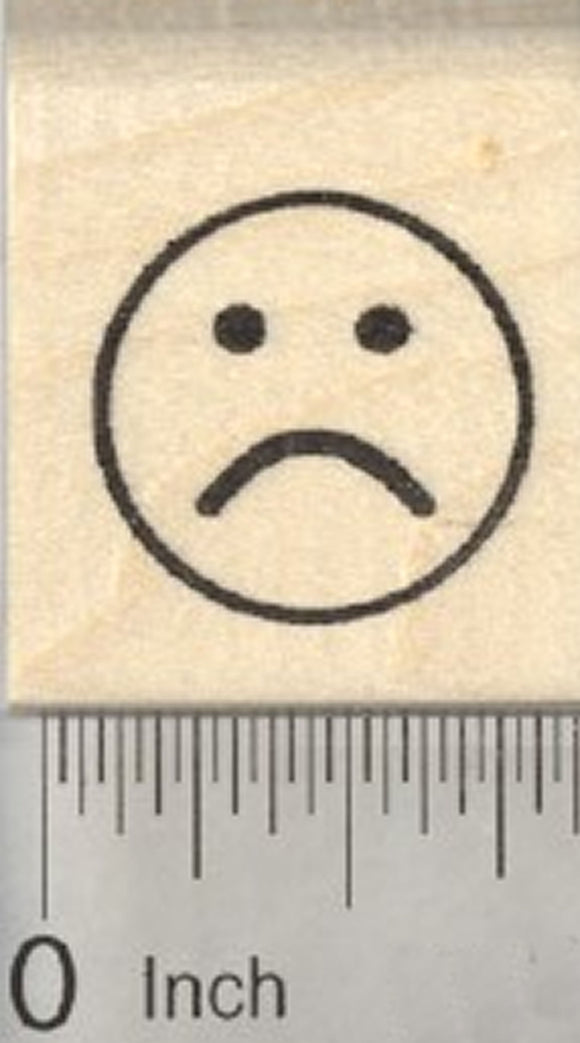 Frowning Emoji Rubber Stamp, .75 inch Sad Face