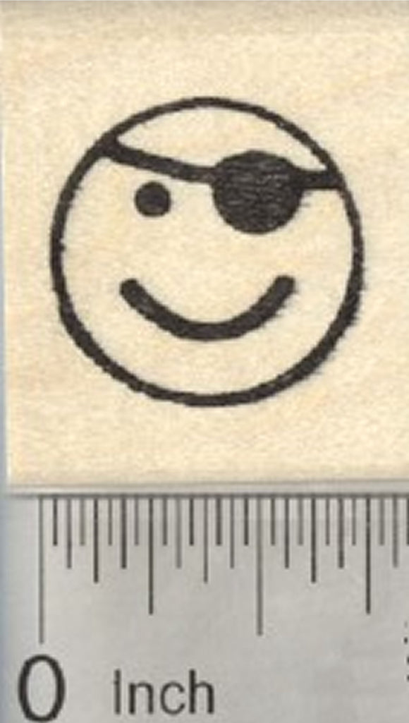 Pirate Emoji Rubber Stamp, with Eye Patch, .75 inch Size
