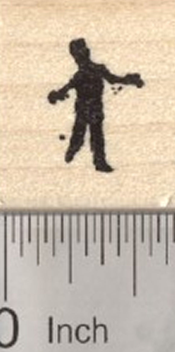 Tiny Zombie Rubber Stamp, Silhouette Walker