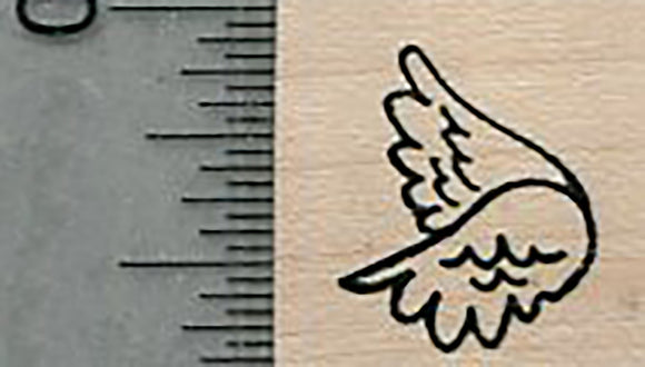 Tiny Angel Wings Rubber Stamp, Right Facing