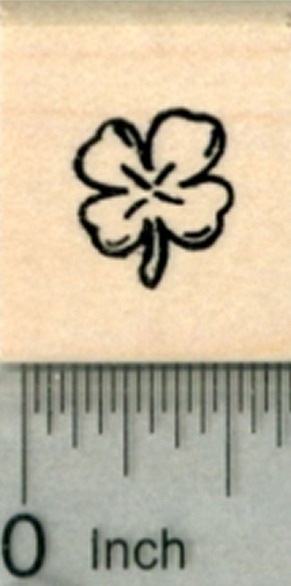 Tiny Four Leaf Clover Rubber Stamp, Irish, St. Patrick's Day Series, Good Luck