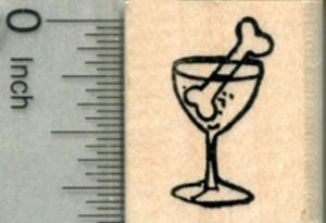 Dog Cocktail Rubber Stamp, Party Beverage with Bone