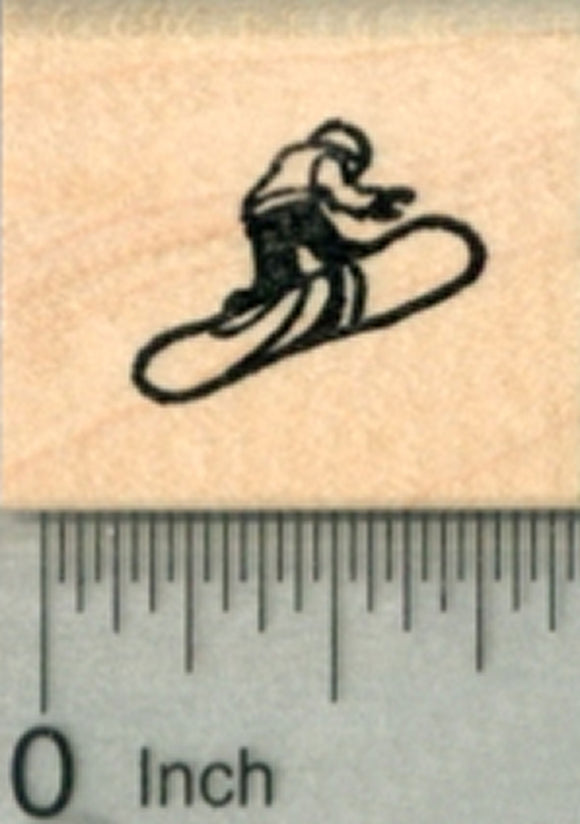 Tiny Snowboarding Rubber Stamp