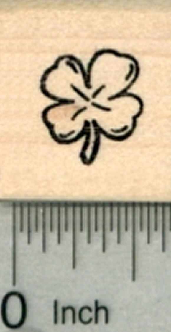 Four Leaf Clover Rubber Stamp, .5 inch tall