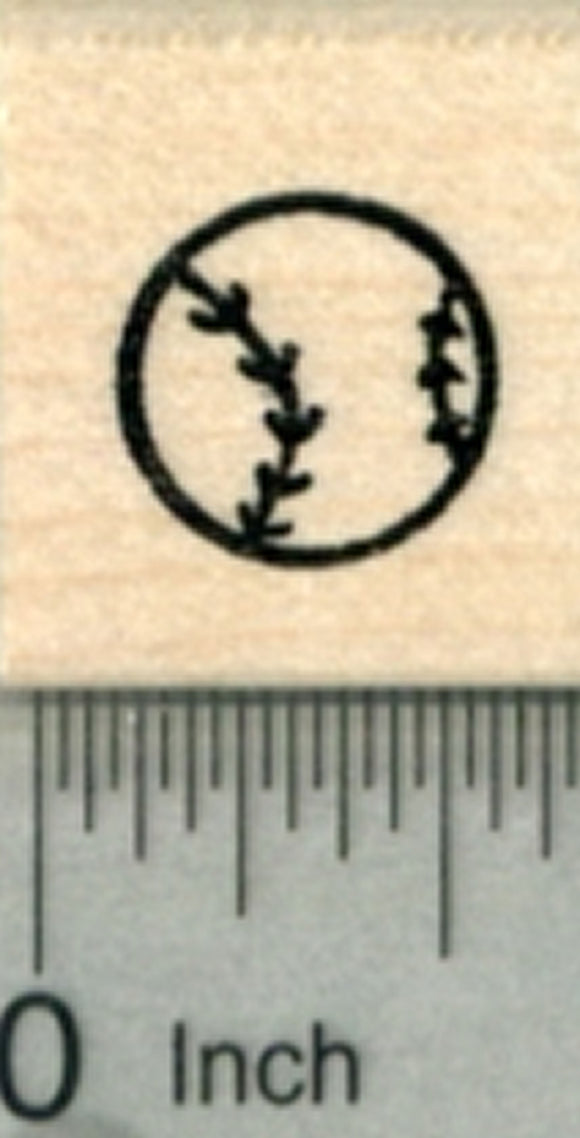 Small Baseball Rubber Stamp, .5 inch, Softball
