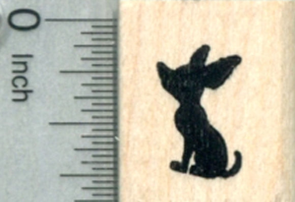 Tiny Chihuhua Dog Rubber Stamp, in Silhouette