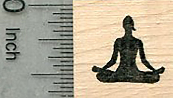 Tiny Yoga Rubber Stamp, 1/2 inch Silhouette, Calendar Series