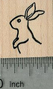 Tiny Bunny Rabbit Rubber Stamp, Upright Facing Left