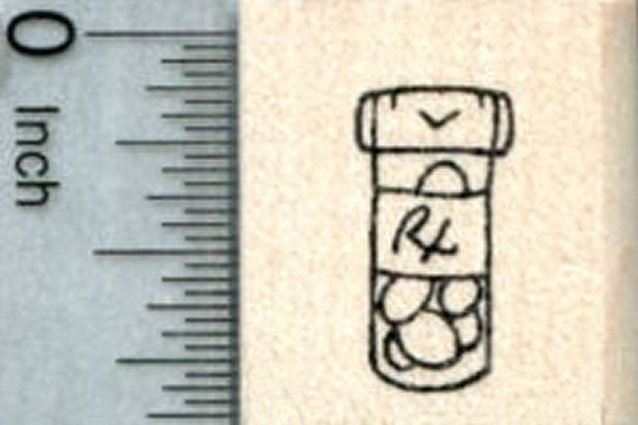 Tiny Medicine Bottle Rubber Stamp, Get Well Series