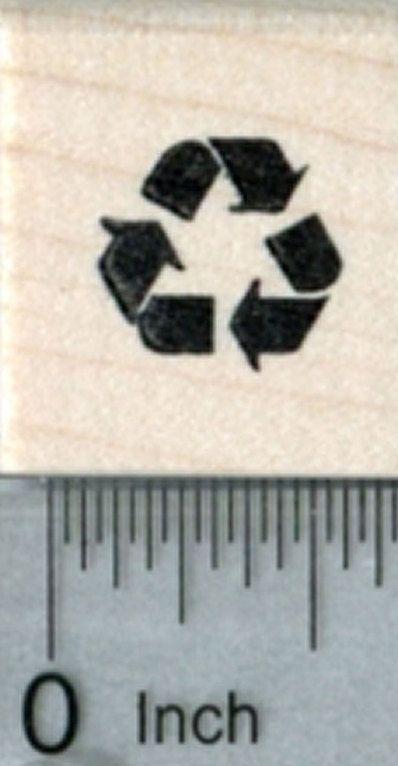 Tiny Recycling Rubber Stamp, Recycle Symbol