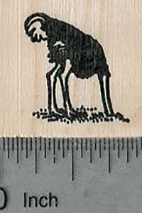 Tiny Ostrich Rubber Stamp, Head in Sand