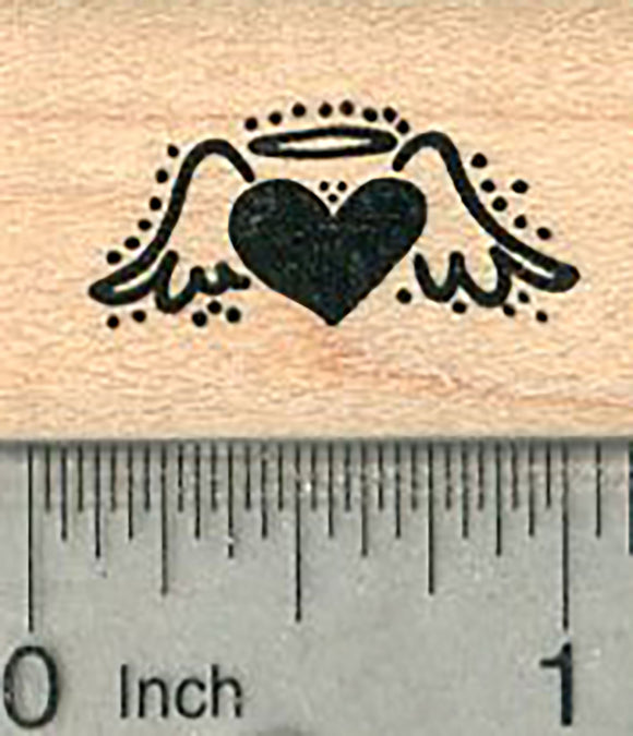 Heart Angel Rubber Stamp, Tiny Size