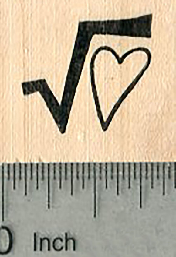 Small Square Root Rubber Stamp, with Heart, Math