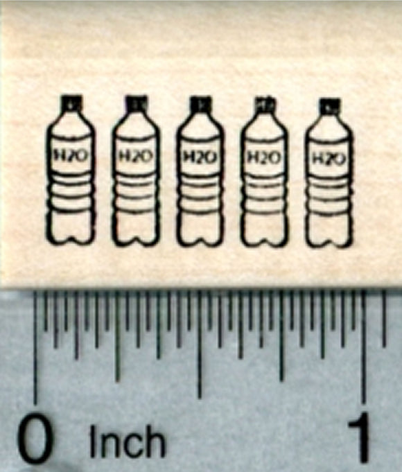 Water Bottle Rubber Stamp, in a Row