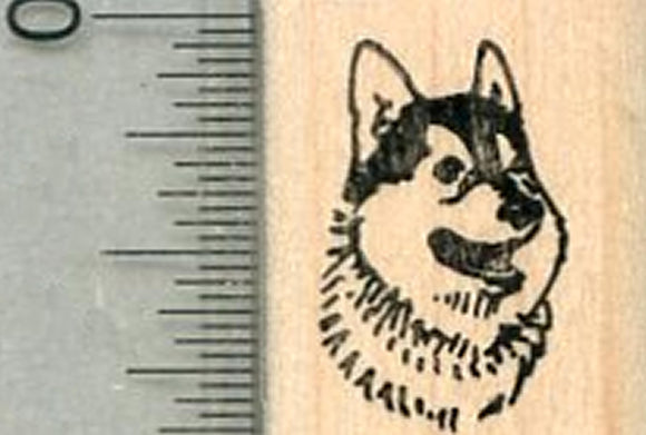 Tiny Husky Rubber Stamp, Dog Portrait
