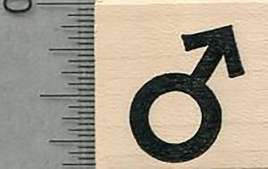 Male Symbol Rubber Stamp, Small Size, 7/8" Tall