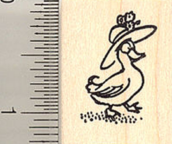 Tiny Duck in Easter Bonnet Rubber Stamp