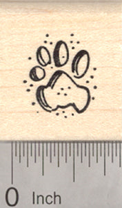 Open Paw Print Rubber Stamp