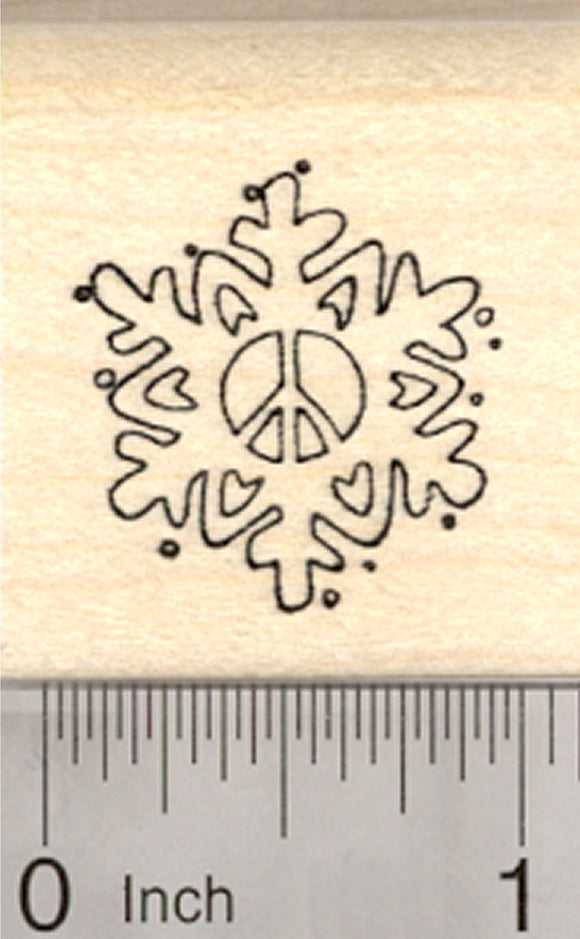 Peace Symbol Snowflake Rubber Stamp