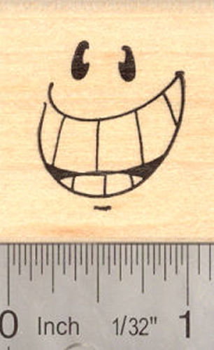 Big Grin Rubber Stamp, Smile, Smiley