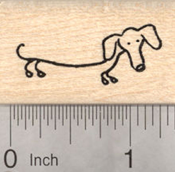 Dachshund Rubber Stamp, Stick Figure Dog