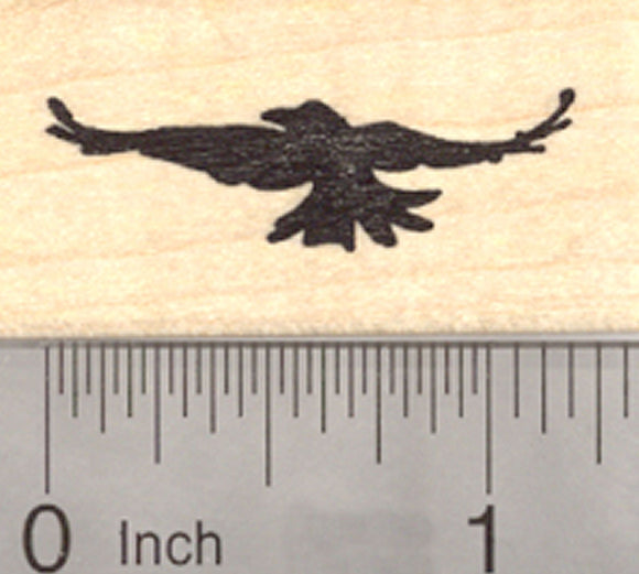 Crow in Flight Rubber Stamp, Silhouette
