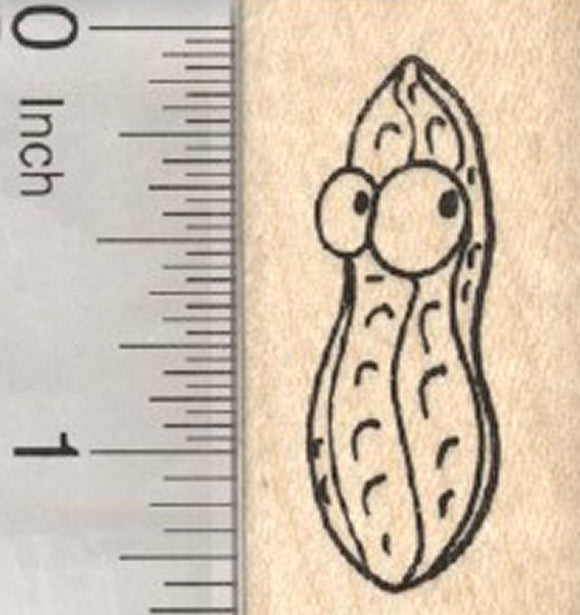 Wary Peanut Rubber Stamp, Worried, Nervous