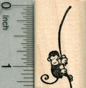 Monkey Rubber Stamp, Swinging on Vine