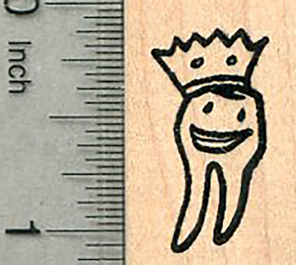 Tooth Wearing Crown Rubber Stamp, Dental Series