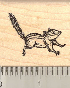 Chipmunk Rubber Stamp, Running, Small