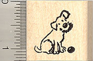 Small Dog with Ball Rubber Stamp
