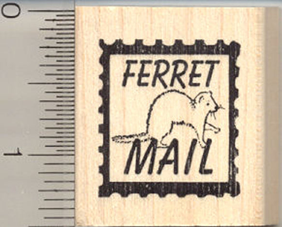 Ferret Mail Rubber Stamp, Faux Postage