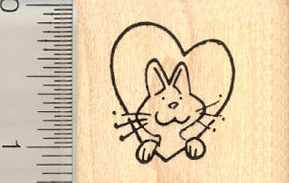 Tiny Cat in Heart Rubber Stamp