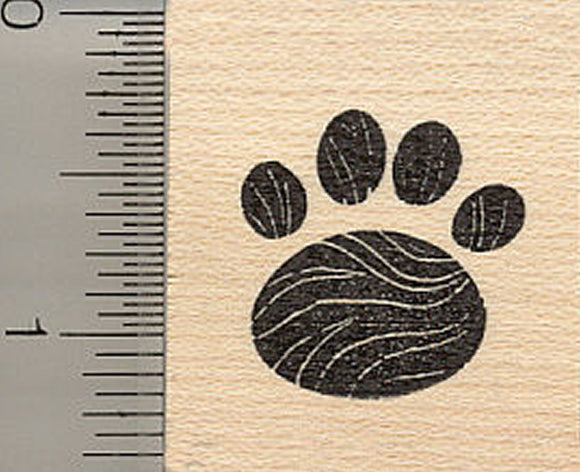 Rounded Paw Print Rubber Stamp