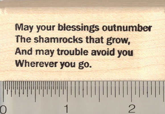 St. Patrick's Day Blessing Rubber Stamp, May your blessings outnumber the shamrocks