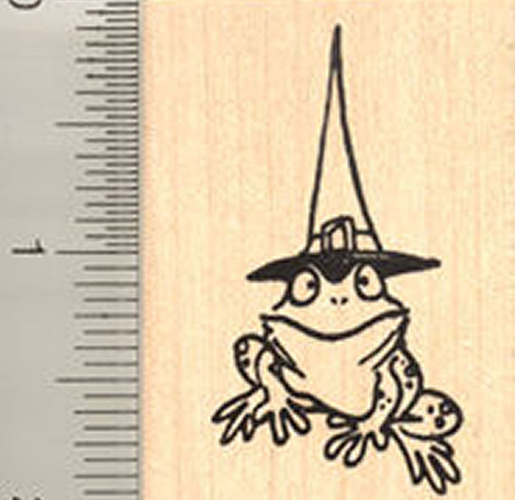 Frog Witch Rubber Stamp