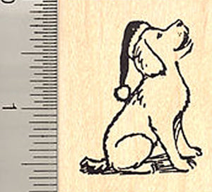 Puppy in Santa Hat Rubber Stamp