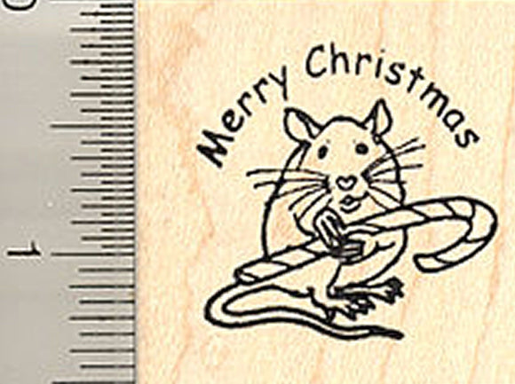 Merry Christmas Mouse Rubber Stamp