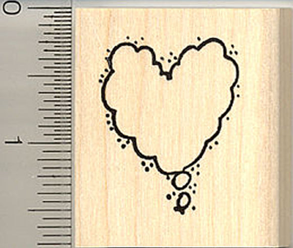 Heart-shaped Thought Balloon Rubber Stamp