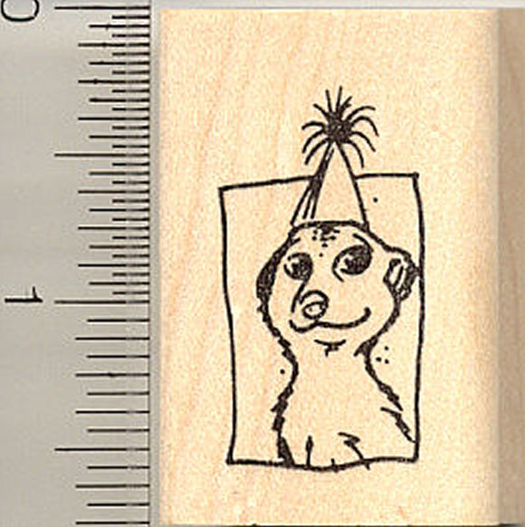Party Hat Meercat Rubber Stamp