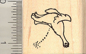 Cute Little Dog Watering Rubber Stamp