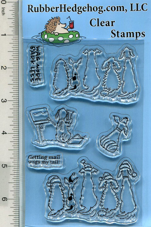 Clear stamp set featuring 6 dog themed images