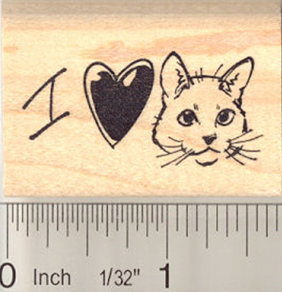 I Love Cats Rubber Stamp