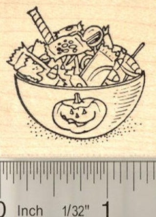 Halloween Candy Bowl Rubber Stamp