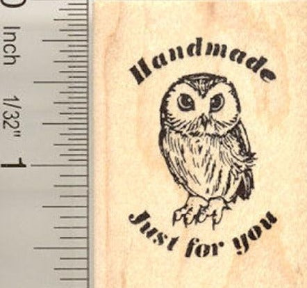 Handmade Just for You Owl Rubber Stamp