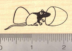 Rat with Plastic Easter Egg Rubber Stamp