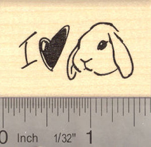 I heart Lop bunny Rubber Stamp