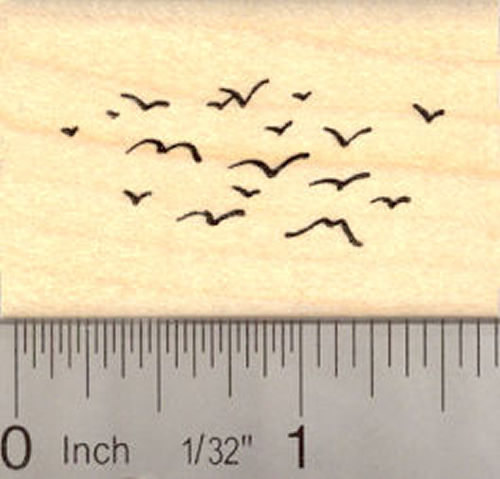 Flock of Birds Rubber Stamp